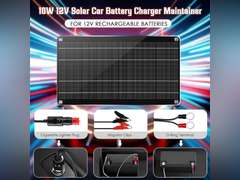 Saillong 10W 12V Solar Car Battery Charger Maintainer, Waterproof Solar Panel Portable Solar Trickle Charger with Cigarette Lighter Plug Alligator Clip for Car Motorcycle Boat Marine RV 19