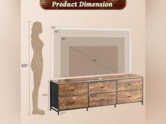 Huuger 63 Inch Long Dresser for Bedroom, Wide TV Stand for 55, 65, 70 Inch TV, 6 Drawer Dresser for Closet with Fabric Drawers, Storage Organizer for Bedroom, Entryway, Rustic Brown 70