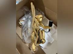 Monkey Pendant Light Vintage Resin Monkey Chandelier Hemp Rope Industrial Hanging Light Fixture (Gold) 67