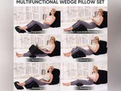 4 PCS Wedge Pillow Set for After Surgery, Memory Foam Orthopedic Bed Wedge Pillow Set, Adjustable Bed for Sleeping, Acid Reflux Relief, Post Surgery Recovery, Back Support, Leg Elevation, Black 80