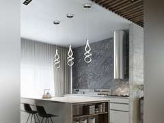 3 Pcs LED Pendant Lighting Fixture, Modern Kitchen Ceiling Pendant Lamp Fixtures Hanging Ceiling Light, Wave Spiral Pendant Light with Adjustable Light Source for Kitchen Island Bedroom 74