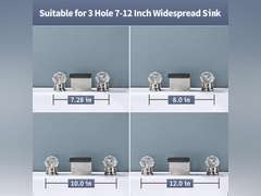 Brushed Nickel Waterfall 3 Hole Bathroom Sink Faucet,Brass Vanity Widespread Crystal Modern Restroom 3 Piece Unique Faucet with Pop up Drain for Sink with Overflow, llaves para lavamanos de ba o 79