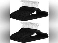 Amazon Basics Slim Velvet, Non-Slip Suit Clothes Hangers, Pack of 100, Black 45