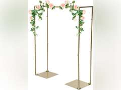 3.9x3.3Ft Gold Square Backdrop Stand Arch, Metal Wedding Arch Stand Pipe Kit Backdrop Door for Wedding Ceremony, Birthday Party, Theme Event Decoration, Easy Assembly 50