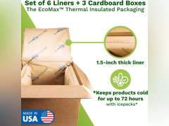 IDL Packaging 12" x 12" x 12" Insulated Shipping Box, 3.6-Gallon Capacity, Pack of 3 - Includes EcoMax Thermal-Paper Liners, Absorb Condensation - For Frozen Food, Meat, or Fish 57