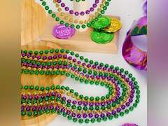 100PCS Mardi Gras Beads, Green Purple Gold Metallic Mardi Gras Beads Necklaces Accessories Bulk, Mardi Gras Carnival Beads Necklace Accessories for Parade Throws Party Decorations Supplies Favors(2 colors) 19