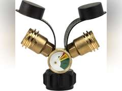 BlueStars Propane Tank Y Splitter QCC/POL with Gauge and Shut-Off Valve - Propane 2 Way Splitter Adapter Fitting for Gas Grills, Heaters, Camping Stoves, BBQ Griddles, Gas Burners, Heaters 21