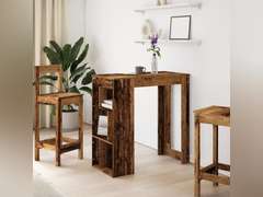 (SIMILAR MODEL) vidaXL Tall Bar Table with Storage Racks in Old Wood | Stylish Engineered Surface Modern Design for Kitchen Dining Room Dimensions 40.2X19.7X40.7 in Furniture Top Pub High Counter Rectangular 119