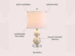 JONATHAN Y JYL1023A Table Lamp, Ivory Seashell with White Shade 90