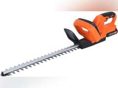 (MISSING BATTERY) Cordless Hedge Trimmer, 20-Inch Electric Bush Trimmer with Dual-Action Blades, Lightweight Shrub Cutter, Battery & Charger Included, Ideal for Garden Maintenance Orange 70