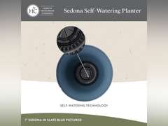 The HC Companies 16 Inch Sedona Round Self Watering Planter - Decorative Lightweight Plastic Plant Pot for Indoor Outdoor Plants Flowers Herbs, Cottage Stone 17
