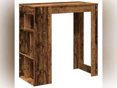(SIMILAR MODEL) vidaXL Tall Bar Table with Storage Racks in Old Wood | Stylish Engineered Surface Modern Design for Kitchen Dining Room Dimensions 40.2X19.7X40.7 in Furniture Top Pub High Counter Rectangular 119