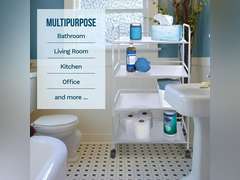 Richards 4-Tier Rolling Utility Cart Multipurpose Metal Roller Cart & Organizer, White 90