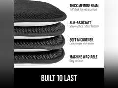 GORILLA GRIP Slip Resistant Chair Cushions, No Ties Required, Set of 6 Memory Foam Pads for Dining Room, Kitchen Table, Office, Rocking Chairs, Plush Seat Cover Cushion Pad, Home Decor, 16x16, Black 68