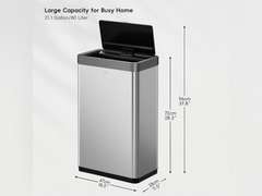 EKO Mirage X 80 Liter / 21.1 Gallons Motion Sensor Trash Can, Automatic Large Kitchen Trash Can Touchless, Stainless Steel 110