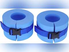HISTAR Set of 2 Foam Swim Aquatic Cuffs,Water Aerobics Equipment Float Ring Fitness Exercise Set, Ankles Arms Belts with Quick Release Buckle for Swim Fitness Training Set (Blue) 18