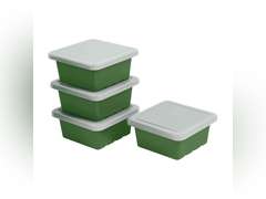 ECR4Kids Square Bin with Lid, Storage Containers, Hunter Green, 4-Pack 70