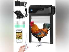 Automatic Chicken Coop Door with HD Camera, Solar Powered, 5000mAh Battery, WiFi Enabled, APP-Based Monitoring, Remote Control and Timer, with Anti-Trap Sensor and Alarm Drive(Black) 170