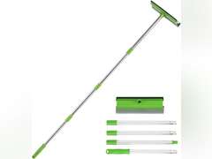 2-in-1 Window Squeegee with 30"-59" Stainless Steel Adjustable Handle - Glass Cleaner for Shower Doors, Car Windshield & High Outdoor Windows 14