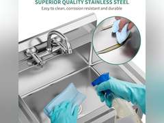 YITAHOME 29 Utility Kitchen Sink Free Standing Single Bowl with Pipe NSF Stainless Steel Commercial Sink for Laundry Room Bathroom Farmhouse Garage Indoor Outdoor 210