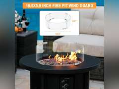 BALI OUTDOORS Fire Pit Wind Guard, 18.5 x 18.5 x6 Inch Clear Tempered Glass Flame Guard with Hard Aluminum Corner Brackets, Fits for Round Outdoor Fire Pit 80