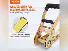VEVOR Flat Hook Ratchet Straps (10PK), 10,000 lb Break Strength, 2" x 30' Heavy Duty Tie Down Straps, Track Spring Fittings, 3,333 Pound Working Load, for for Flatbed, Truck, Trailers Pickup 120