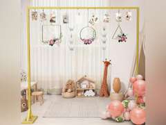 8.2FT Heavy Duty Adjustable Backdrop Stand Kit - Square Wedding Arch & Balloon Arch for Photo Booth Background, Baby Shower, Birthday Party Decorations (Portable Frame) (Gold,8.2X 8FT) 57
