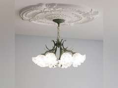 Lace Glass Flower Chaner Light Fixture Large Round Chaner for Dining Room Over Table Farmhouse Green Pendant Light Nordic Modern Hanging Ceiling Lamp for Bedroom Living Room Kitchen (8 Lights 494