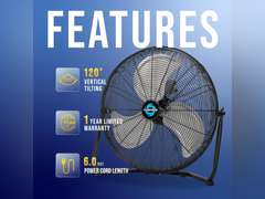 Tornado 20 Inch High Velocity Metal Floor Fan, 3-Speed Powerful Cooling for Industrial, Commercial, and Home Spaces, 120 Tilt, 6.0 FT Cord - UL safety Listed, Black 137