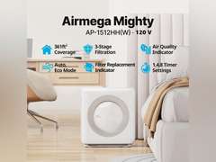 Coway Airmega AP-1512HH(W) True HEPA Purifier with Air Quality Monitoring, Auto, Timer, Filter Indicator, and Eco Mode, 16.8 x 18.3 x 9.7, White 207