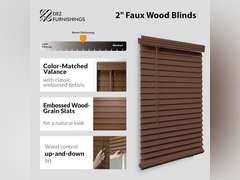 DEZ Furnishings QJBK344480 2 in. Cordless Faux Wood Blind, Dark Oak, 34.5" W x 48" H 46