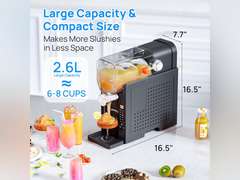 (See photos)Slushie Machine No Ice Needed, Slushy Machine for Home, 88 oz CHIVALZ Frozen Drink Maker with 6 Preset Programs for Margaritas, Frapp s, Milk Shake and More, LED Display, Self-Cleaning, AD03, Black 250