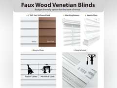DEZ FURNISHINGS Cordless 2" Signature Faux Wood Blind, 21.75" W x 48" H, Snow White 32
