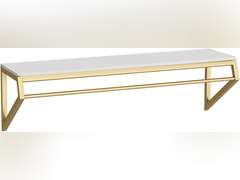 Modern Simple Men's and Women's Clothing Store Heavy Duty Metal Display Shelf,Wall-Mounted Garment Rack with Wood,Clothes Rail,Bathroom Hanging Towel Rack (Gold Square Tube, B-39 L) 119