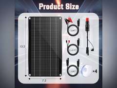 Saillong 10W 12V Solar Car Battery Charger Maintainer, Waterproof Solar Panel Portable Solar Trickle Charger with Cigarette Lighter Plug Alligator Clip for Car Motorcycle Boat Marine RV 19