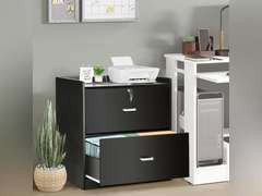 YORKING Wood Lateral File Cabinet with Lock, Storage Filing Cabinet with Full Extension Lockable Drawer Fits A4/Letter/Legal Size File Cabinets for Home Office Organizer, 2 Drawers 81