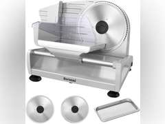 Meat Slicer, 200W Meat Slicer Machine for Home, DC Motor Quiet Deli Slicer with 2 Removable 7.5' Stainless Steel Blades, Adjustable Dial for 0-15mm, Electric Food Slicer for Meat, Cheese, Bread 129
