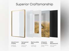 Homeforia 24x36 Picture Frame Bronze, High End Metal 24 x 36 Large Poster Frames with Mat 20 by 30 Photo, 24x36 Brass Frame Matted to 20x30 Print, 36x24 Thin Frames, Tempered Glass, Wall Kit, Set of 1 (see picture) 115