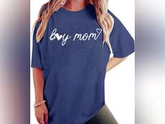 MNLYBABY Boy Mom Shirts for Women Oversized Mama T-Shirt Mom Life Gift for Mama Letter Print Causal Crew Neck Tops size L 10