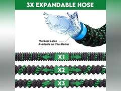 100 ft Expandable Garden Hose - Kink Free Flexible Water Hose 100ft with 10 Pattern Spray Nozzle, 3/4 Solid Brass Connectors, Retractable Lightweight Expanding Hose 44
