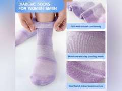Bulinlulu Bamboo Viscose Diabetic Socks for Women&Men,6 Pairs Non Binding Diabetic Ankle Socks,Wide Socks Size 6-9 9-11 18