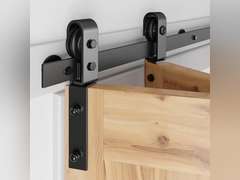 SMARTSTANDARD 3.3ft/40 Bi-Folding Sliding Barn Door Hardware Kit, Bifold Heavy Duty Sturdy Side Mounted -Smoothly and Quietly-Easy to Install, Fit 36' Doors 30