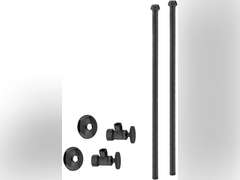 Westbrass A105KBN-62 5/8" x 3/8" OD x 20" Bullnose Riser Line Kit with Round Handle Angle Supply Shut Off Valve for Faucet, Matte Black 90