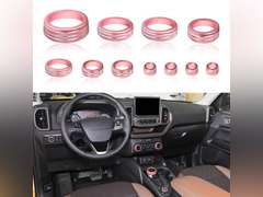 SENSHINE Air Condition, Vent Knob Cover for 2021 2022 2023 2024 Ford Bronco Sport Accessories AC Climate Headlight Contorl Volume Tune Switch Ring 4WD Knob Gear Shift Switch Knob Covers 11Pcs (Pink) 35