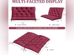 Porch Swing Cushion with Backrest,Waterproof Bench Cushion for Outdoor Furniture,2-3 Seater Replacement Thickened 5 in swing cushion,with Ties,Patio,Outdoor,Backyard and Garden (Fuchsiared,40x40 in) 47
