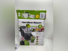 Hamilton Beach Juice & Blend 2-in-1 Juicer Machine and 20 oz. Blender, Big Mouth Large 3 Feed Chute for Whole Fruits and Vegetables, Easy to Clean, Centrifugal Extractor, 800W Motor, Black (67970) 123