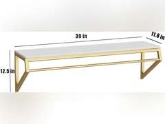 Modern Simple Men's and Women's Clothing Store Heavy Duty Metal Display Shelf,Wall-Mounted Garment Rack with Wood,Clothes Rail,Bathroom Hanging Towel Rack (Gold Square Tube, B-39 L) 119