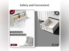 ChooChoo Bathroom Floor Storage Cabinet with Flip Glass Drawer, Freestanding with 2 Doors, Adjustable Shelf & Open Storage for Living Room, Hallway, White 110