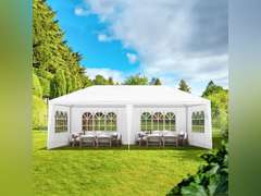 (Similar)10'x20' Outdoor Canopy Tent, Party Tent with 4 Removable Sidewalls, Event Tents for Parties, Outside Waterproof Wedding Canopy for Birthday, Holiday (White,10x20FT-4Sides) 110