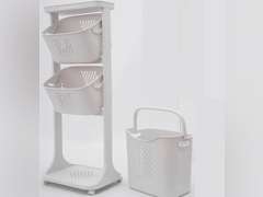 Gdrasuya10 4 Tiers Laundry Basket Plastic Rolling Laundry Cart with Wheels Clothes Storage Basket Laundry Hamper Sorter 17"L x 13"W x 43"H Storage Organizers for Kitchen Bathroom Easy Mobility 56